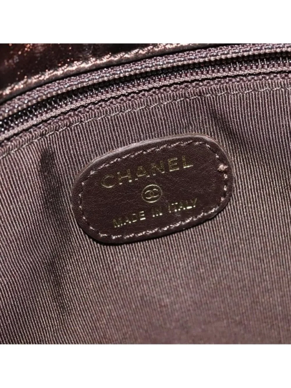 Authentic CHANEL Shoulder Bag Leather Brown CC